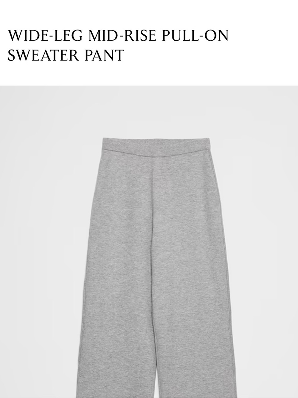 Wide-Leg Pull-On Sweater Pant - Gray